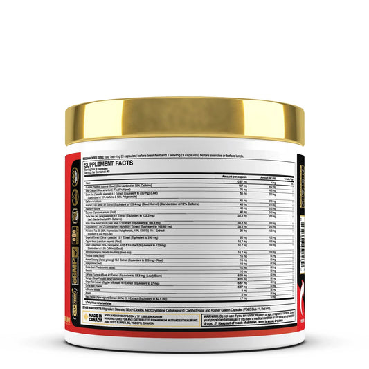 Magnum Nutraceuticals Heat Accelerated Fat Burner Capsules 40 Servings Supplement Facts - Caffeine Anhydrous | Svpplements