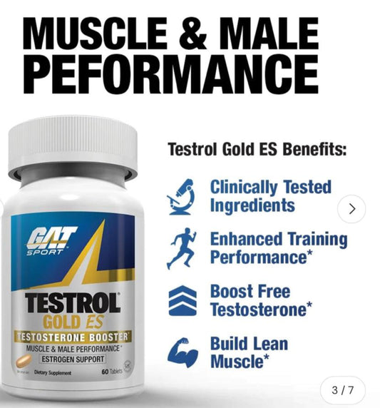 GAT Sport Testrol Gold ES Hormone Support Capsules 30 Servings Supplement Facts - Diindolylmethane (DIM) 200mg | Svpplements