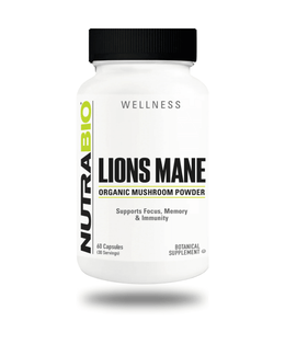 NutraBio Lion's Mane Nootropic Supplement 30 Servings - Organic Lion's Mane Mushroom Powder 1g | Svpplements
