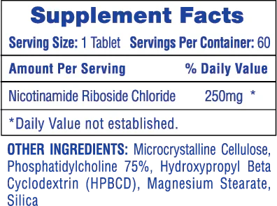 Hi-Tech Liposomal NAD+ Cellular Energy Support Capsules 60 Servings Supplement Facts - Nicotinamide Riboside | Svpplements