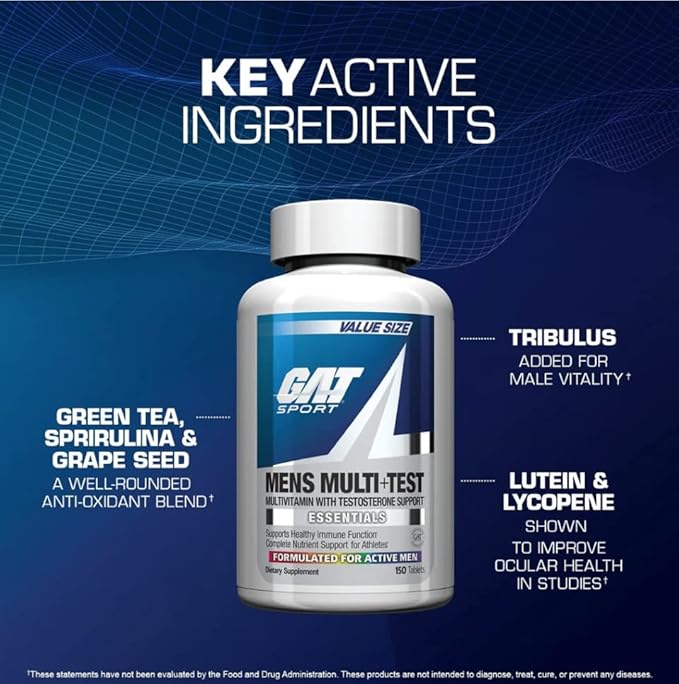 GAT Sport | Mens Multi+Test | Multivitamin with Testosterone Support | 60ct.