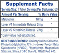 Hi-Tech Melatonin Sleep Supplement Tablets 60 Servings Supplement Facts - Melatonin 10mg total (3mg immediate | Svpplements