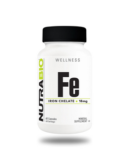 NutraBio Fe Iron Chelate Iron Supplement Capsules 60 Servings - Iron 18 mg | Svpplements