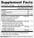 Metabolic Nutrition Omega 3-6-9 Softgels 60 Servings Supplement Facts - Omega-3 Complex 1,353 mg | Svpplements