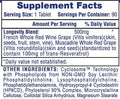 Hi-Tech Pharmaceuticals Resveratrol 500mg Capsules 90 Servings Supplement Facts - Trans-Resveratrol 100mg | Svpplements