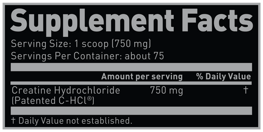 Kaged | Creatine HCL - Supplement Facts | Svpplements