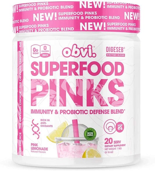 Obvi Superfood Pinks Wellness Drink Mix Powder 20 Servings - Vitamin C 1000mg | Svpplements