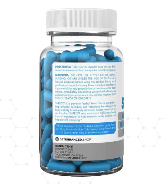 Enhanced Shred XT Stim-Free Water Management Capsules 30 Servings Supplement Facts - Dandelion 300mg | Svpplements