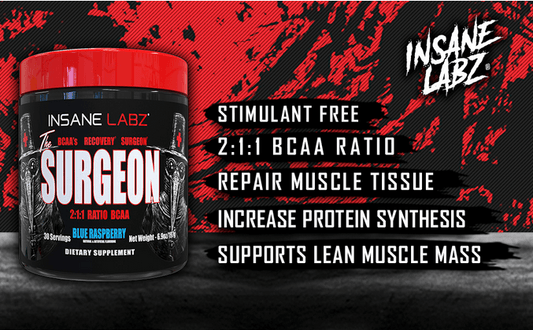 Insane Labz The Surgeon BCAA Powder 30 Servings Supplement Facts - L-Leucine 2,000mg | Svpplements