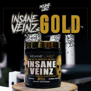 Insane Labz Insane Veinz Gold Pump Powder Fruit Punch 30 Servings Supplement Facts - Agmatine Sulfate 1250mg | Svpplements