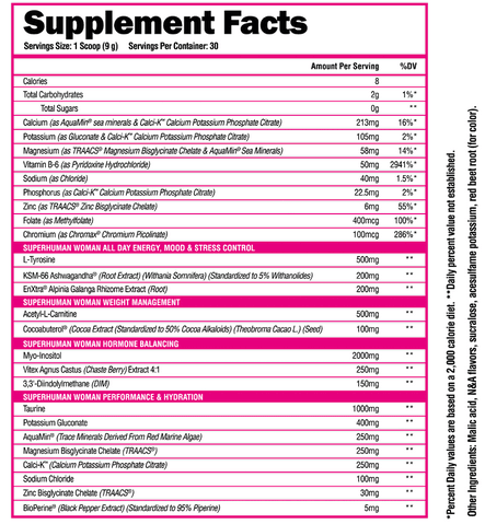 Alpha Lion SuperHuman Woman Wellness Energy Powder 30 Servings Supplement Facts - Myo-Inositol 2000mg | Svpplements