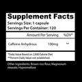 Insane Labz Caffeine Capsules 100mg 120 Servings Supplement Facts - Caffeine Anhydrous 100mg | Svpplements