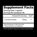 Insane Labz L-Carnitine Tartrate Fat Burner Capsules 90 Servings Supplement Facts - L-Carnitine Tartrate 750mg | Svpplements