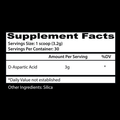 Insane Labz D-Aspartic Acid Hormone Support Powder 30 Servings Supplement Facts - D-Aspartic Acid 3g | Svpplements