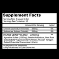 Insane Labz Insane Veinz Pump Powder 35 Servings Supplement Facts - Agmatine Sulfate 1250mg | Svpplements