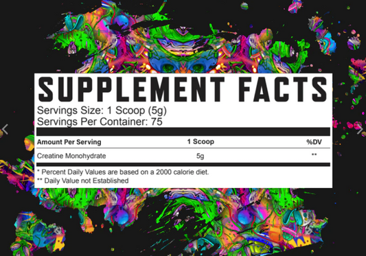 Klout PWR Creatine Monohydrate Powder 75 Servings 375g Supplement Facts - Creatine Monohydrate 5g | Svpplements
