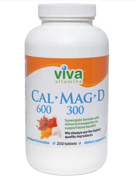 Viva Cal Mag D Magnesium & Vitamin D3 Supplement Capsules 250 Servings - Magnesium 300mg | Svpplements