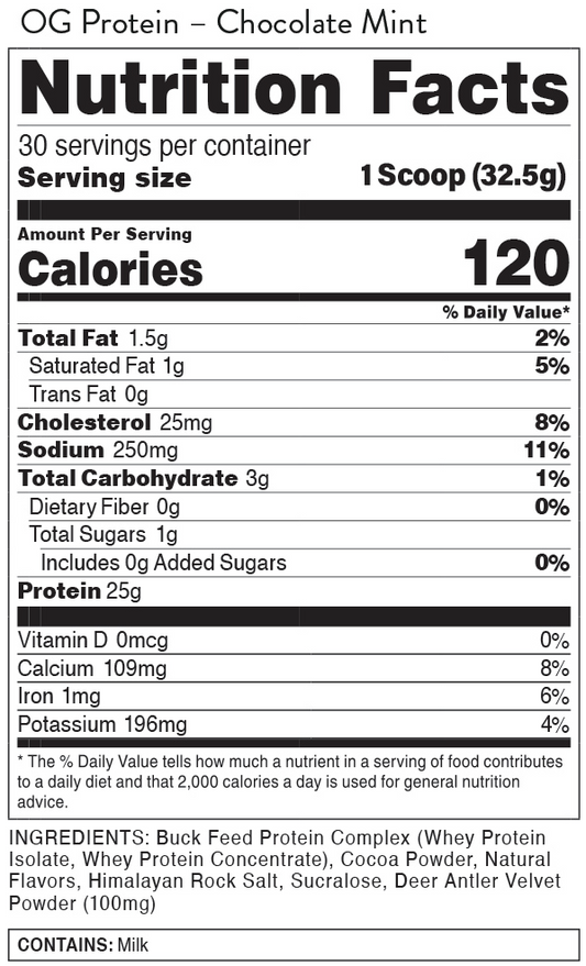 Bucked Up Buck Feed Whey Protein Powder 30 Servings Supplement Facts - Buck Feed Protein Complex 25g protein | Svpplements