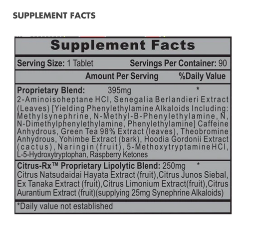 Hi Tech Thermogenic Weight Management Supplement - Supplement Facts | Svpplements