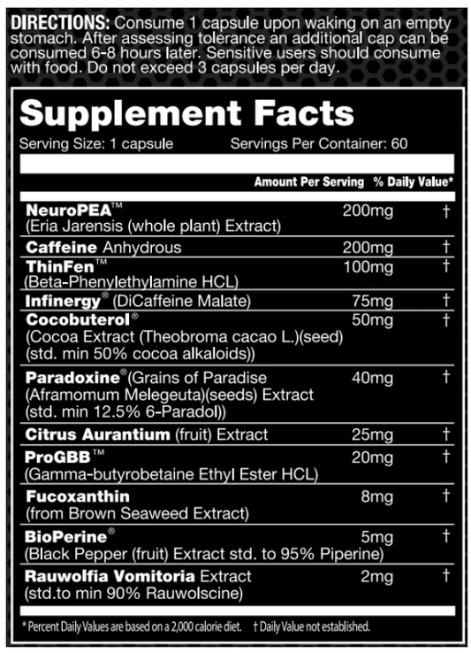 PerformaX Dietary Supplement - Supplement Facts | Svpplements