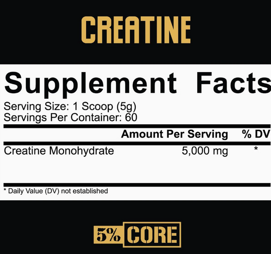 5 Nutrition Creatine Powder 20 Servings Supplement Facts - Creatine Monohydrate 4000mg | Svpplements