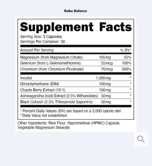 Bucked Up Women's Hormone Support Capsules 30 Servings Supplement Facts - Inositol 1000mg | Svpplements