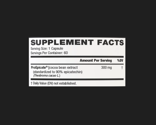 Unbound Epicatechin Stim-Free Performance Supplement 60 Servings Supplement Facts - ProEpicate® 300mg | Svpplements
