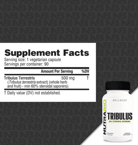 NutraBio Tribulus Hormone Support Capsules 90 Servings Supplement Facts - Tribulus terrestris extract 500mg | Svpplements