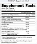 Bucked Up Buck Naked Fat Burner Capsules 30 Servings Supplement Facts - Acetyl L-Carnitine HCl 1000mg | Svpplements