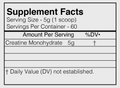 BlackMarket Creatine Monohydrate Powder 60 Servings Supplement Facts - Creatine Monohydrate 5g | Svpplements