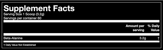 Gorilla Mode Beta-Alanine Powder 60 Servings Supplement Facts - Beta-Alanine 3.2g | Svpplements