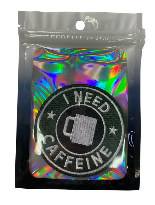 I Need Caffeine Patch Accessory 1 Count - Bold Nutrastop caffeine-themed design | Svpplements