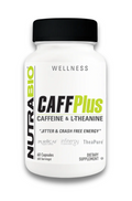 NutraBio Caff+ Energy Supplement Capsules 60 Servings - TheaPure™ L-Theanine 200mg | Svpplements