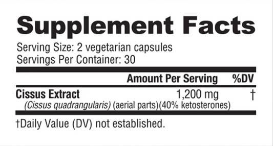 NutraBio Cissus Quadrangularis Joint Support Supplement 30 Servings Supplement Facts - Cissus quadrangularis | Svpplements