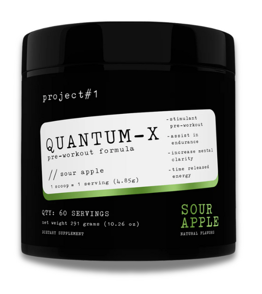 Project 1 Quantum X Pre-Workout Powder 60 Servings Supplement Facts - Caffeine Anhydrous 200mg | Svpplements