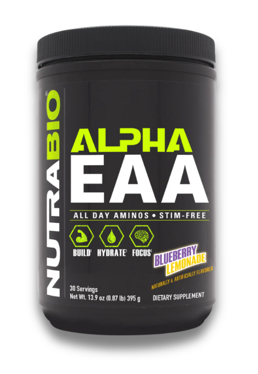 NutraBio Alpha EAA Amino Acid Supplement Powder 30 Servings - L-Leucine 3,000mg | Svpplements