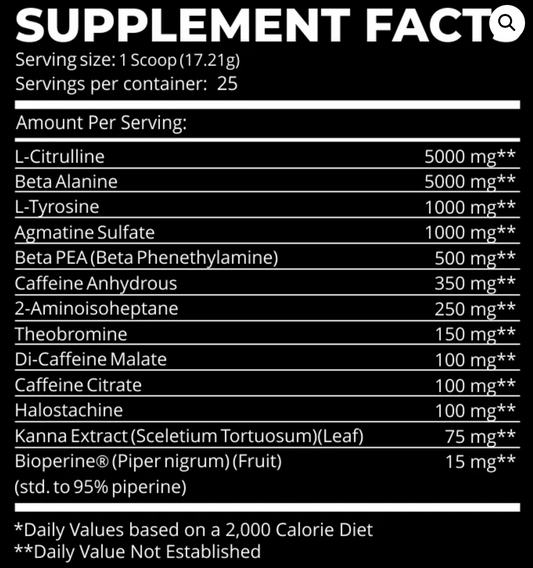 Dark Labs Dietary Supplement - Supplement Facts | Svpplements