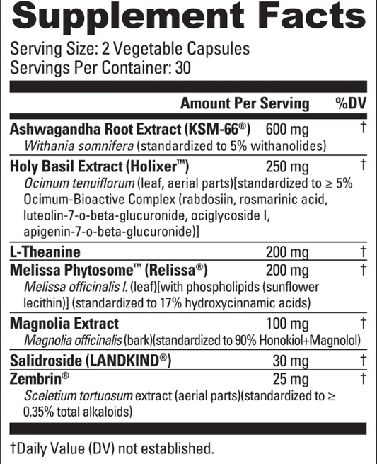 NutraBio Quiet Mind Nootropic Powder 30 Servings Supplement Facts - KSM-66® Ashwagandha Root Extract 600mg | Svpplements