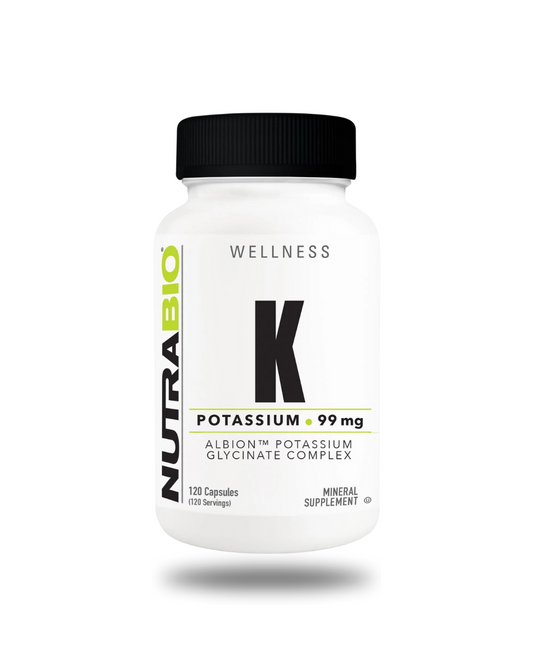 NutraBio Potassium Glycinate Mineral Supplement Capsules 120 Servings - Potassium Glycinate Complex 99mg | Svpplements