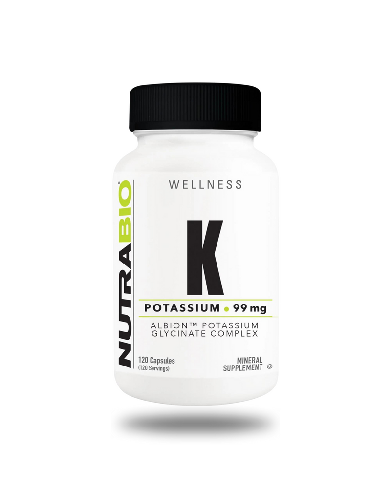 NutraBio Potassium Glycinate Mineral Supplement Capsules 120 Servings - Potassium Glycinate Complex 99mg | Svpplements