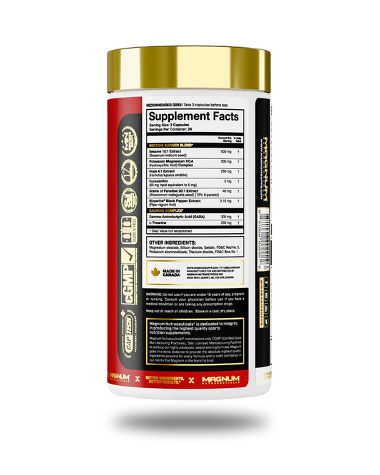 Magnum Nutraceuticals After Burner Fat Burner Capsules 24 Servings Supplement Facts - L-Leucine Alpha | Svpplements