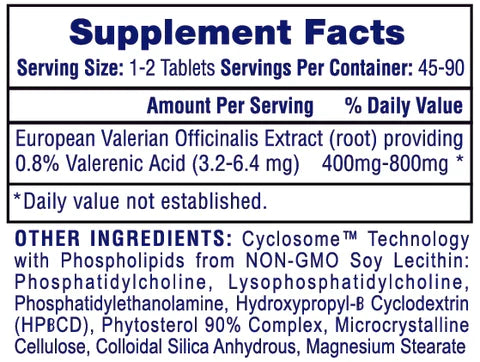 Hi-Tech ValerianRX Sleep Supplement Capsules 45-90 Servings Supplement Facts - European Valerian Officinalis | Svpplements