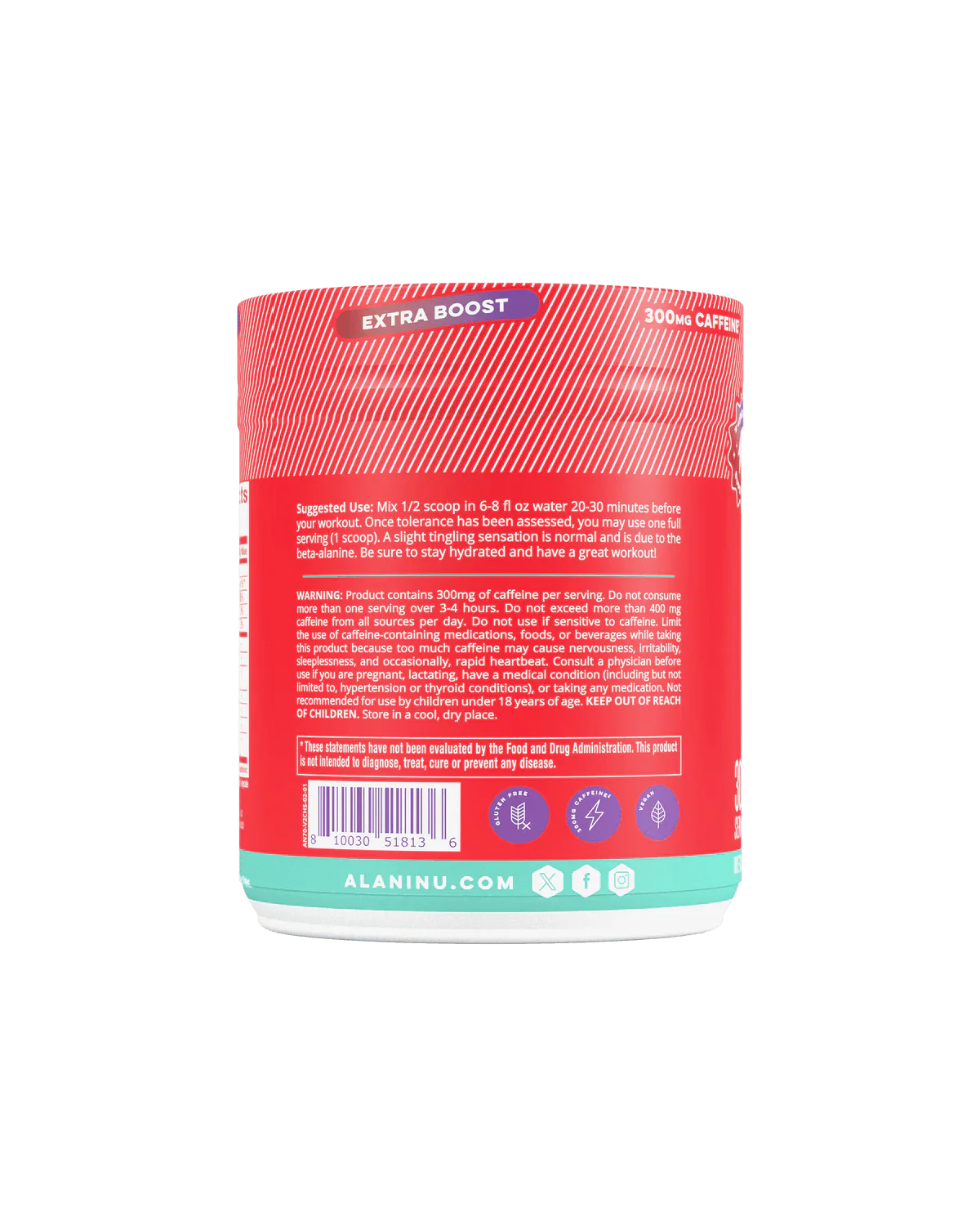 alani nu cherry slush preworkout side label