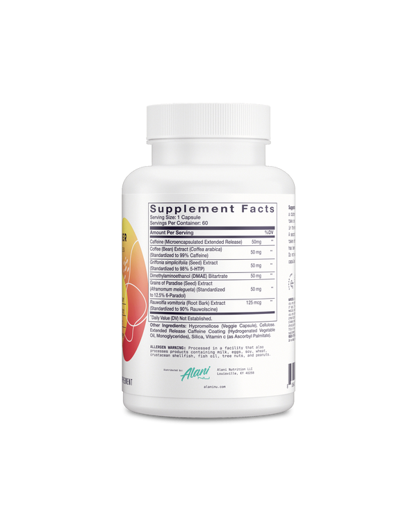 alani nu fat burner 60 serving supp facts
