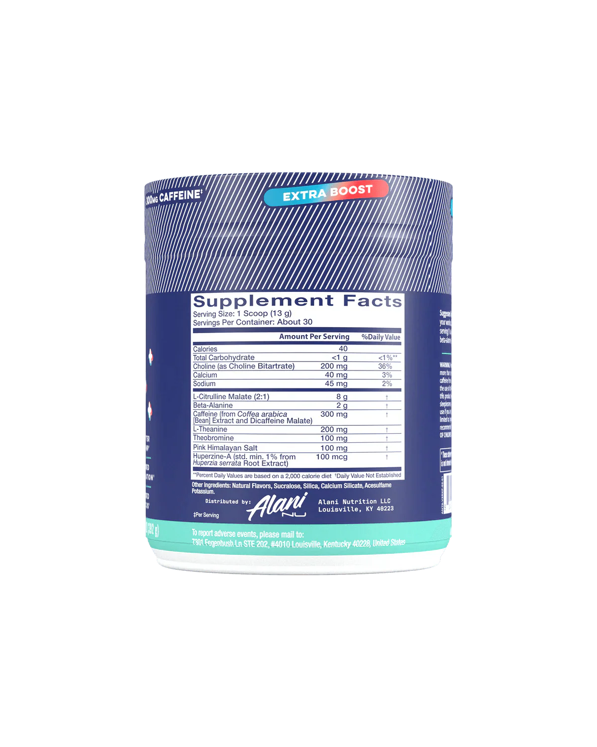 alani nu preworkout plus supplementfacts for rocket pop