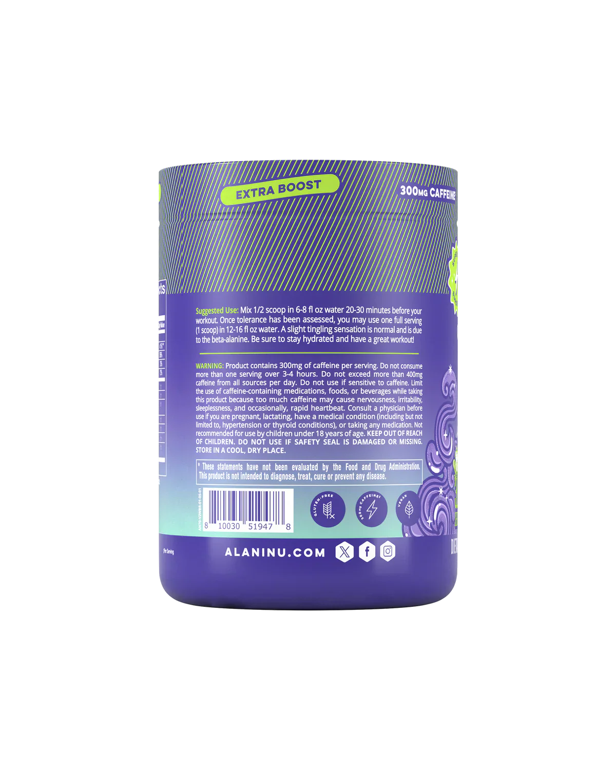 alani nu witches brew preworkout plus side bottle