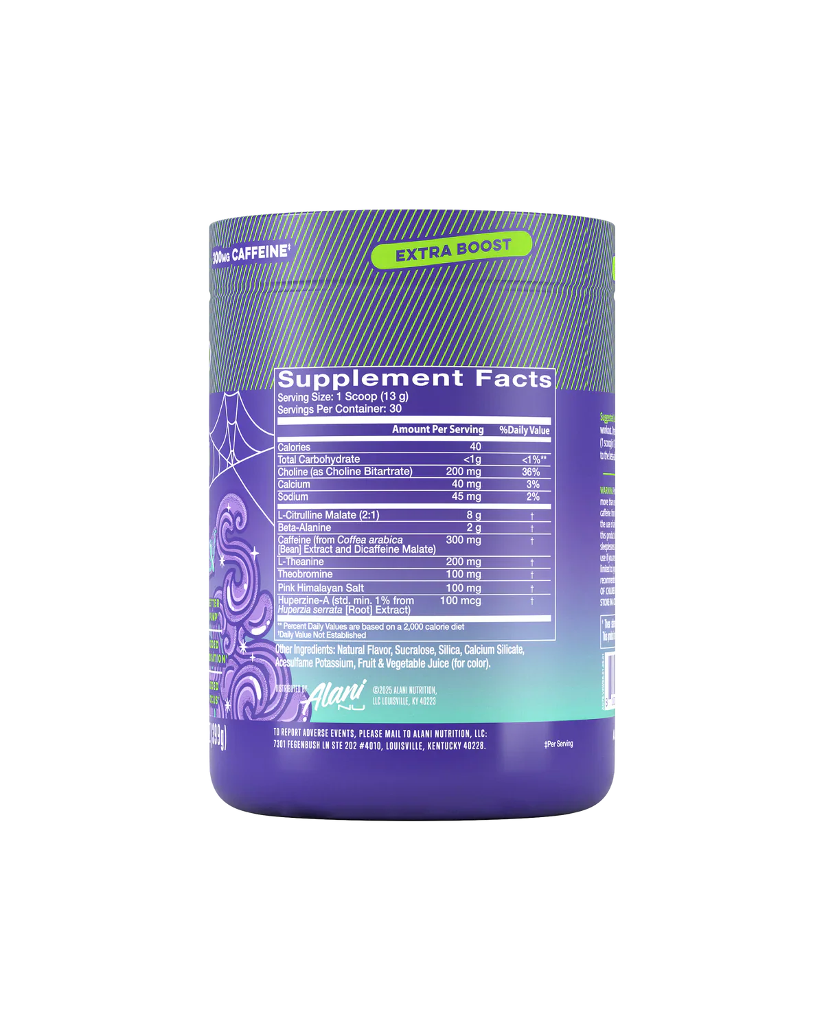 alani nu witches brew preworkout plus side supplement facts