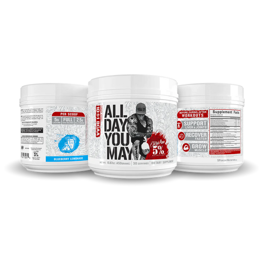 5% Nutrition All Day You May BCAA Amino Powder 30 Servings Supplement Facts - Branched-Chain Amino Acids 6000mg | Svpplements