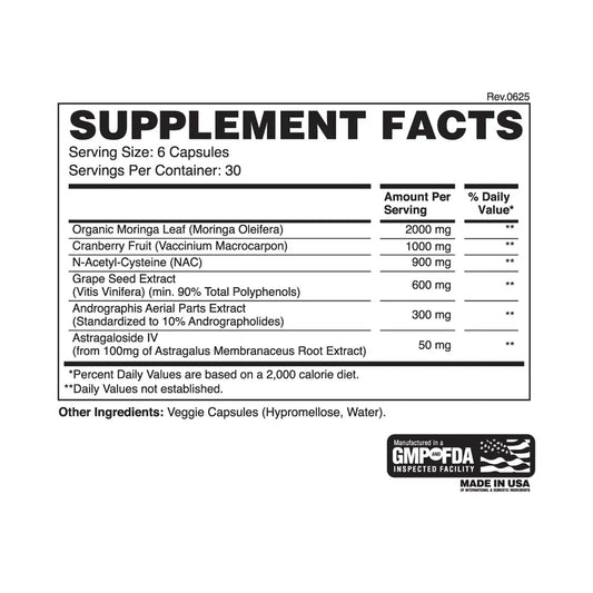 Apollon Kidney Kindness Daily Support Protection Capsules 30 Servings Supplement Facts - Organic Moringa Leaf | Svpplements