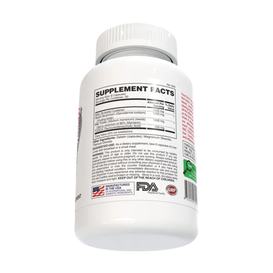 Apollon Liver Lover Daily Liver Support Capsules 30 Servings Supplement Facts - N-Acetyl Cysteine 1200mg | Svpplements